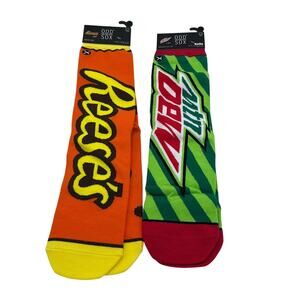 Odd Sox Reese's And Mountain Dew Novelty Socks Unisex Size 8-12. NEW
